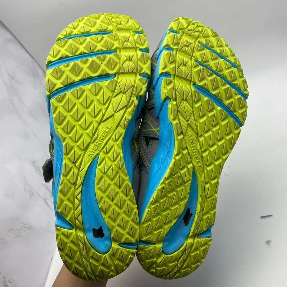 Merrell Hydro Quench Grey/Turquoise Leather/Mesh Outdoor Shoes Youth Kids US 5 M